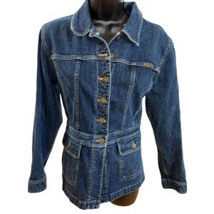 Vintage Liz Claiborne Lizwear Dark Wash Jean Jacket Sz PM